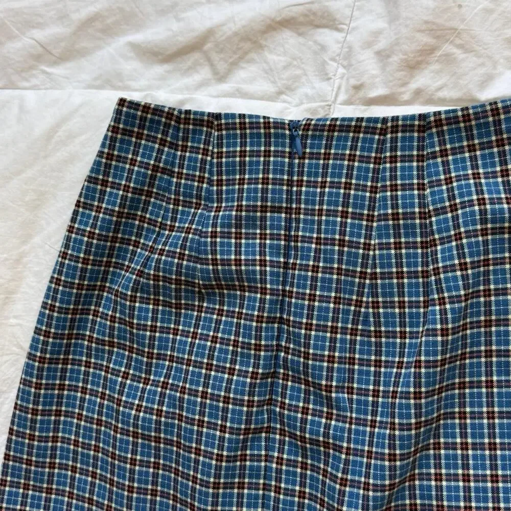 Brandy melville blue plaid cara  mini skirt‎ size XS academia preppy